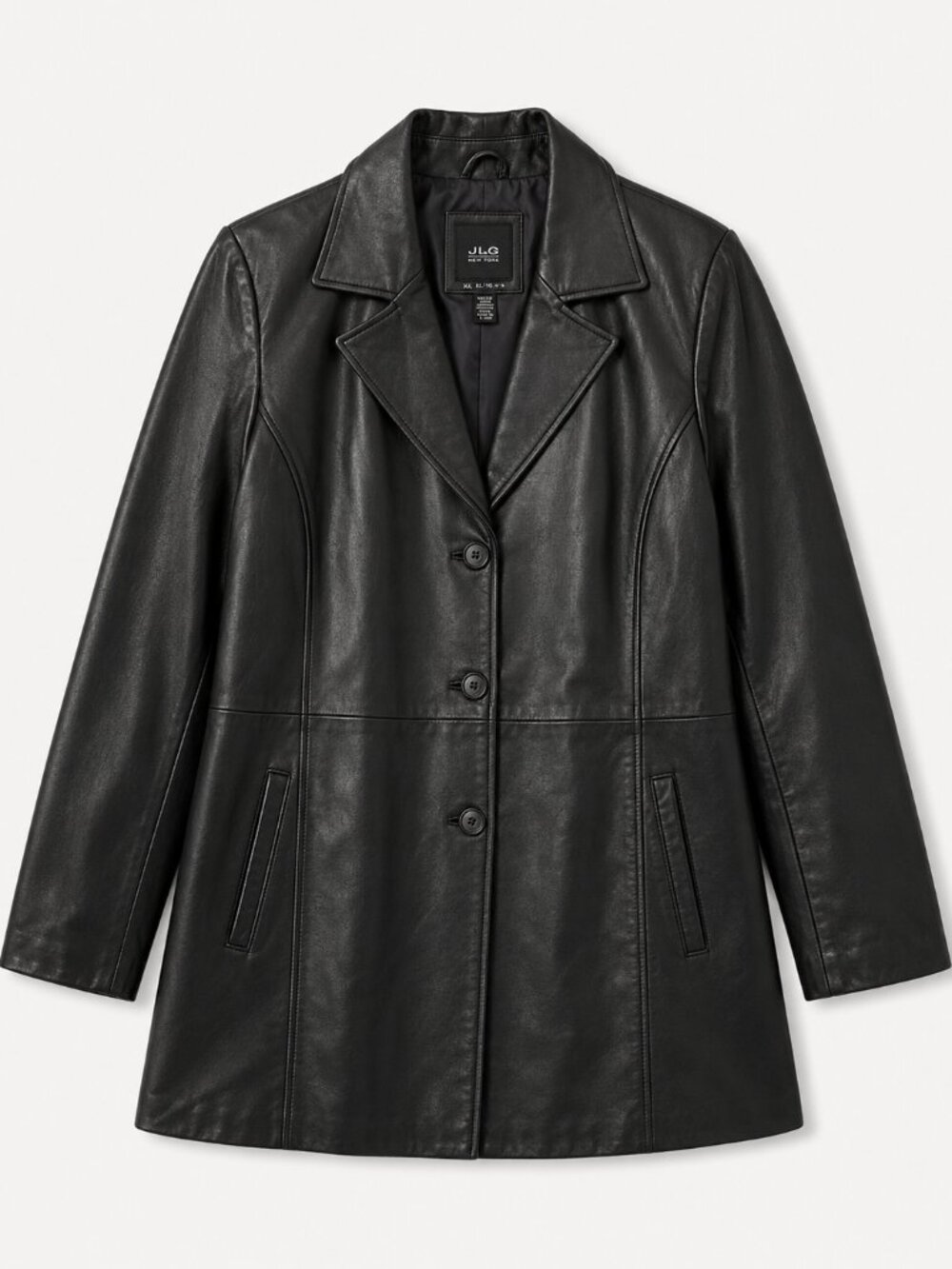 Leather Blazer Jacket JLC New York Genuine Black Leather Women's XL